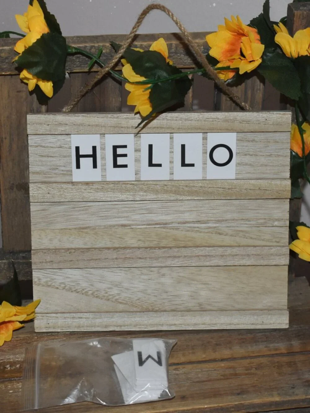 Small Wood Message Letter Board & Letters Hanging Sign Cottage Farmhouse Decor